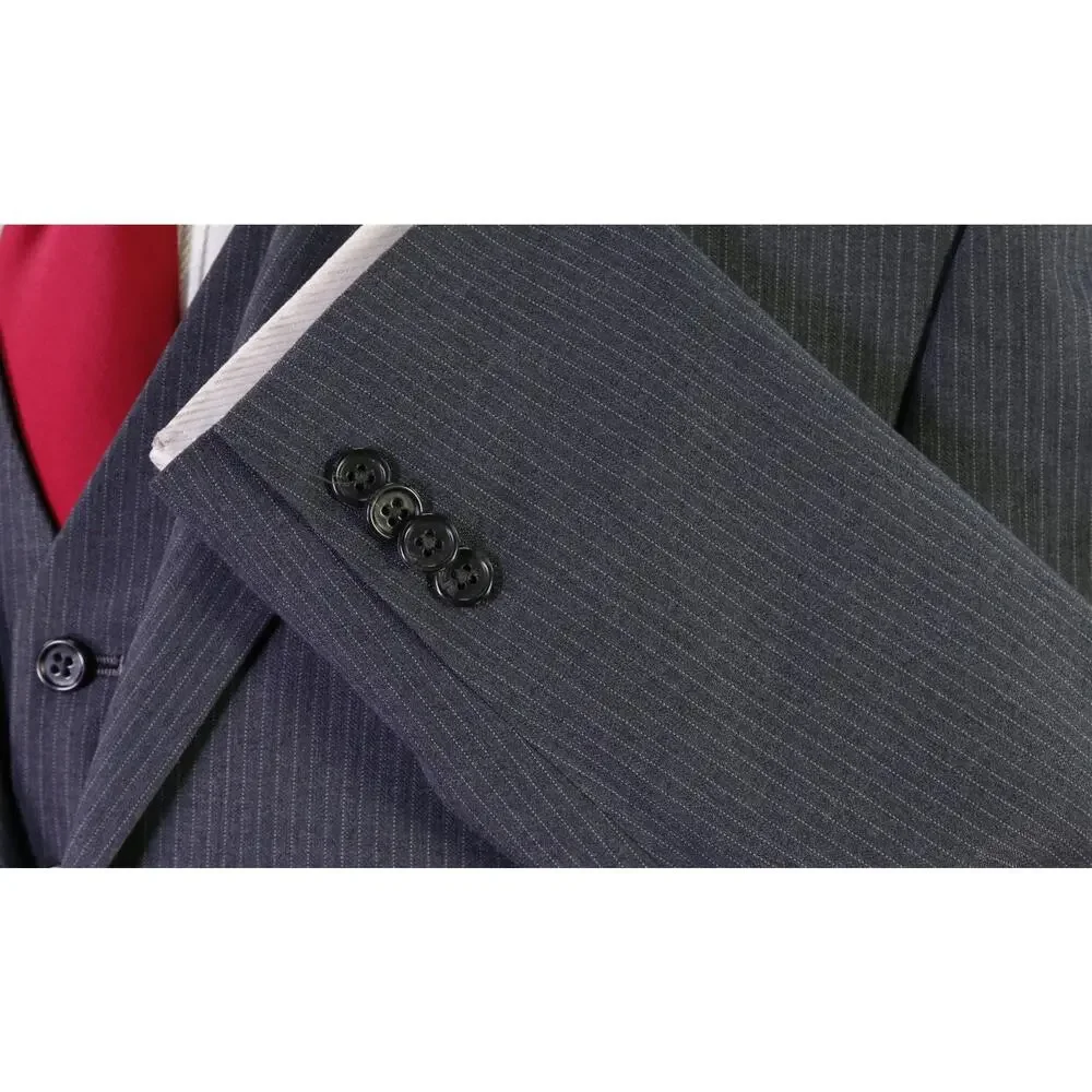 Michael Kors Gray Pinstripe 3-Piece 2-Btn Suit 40S